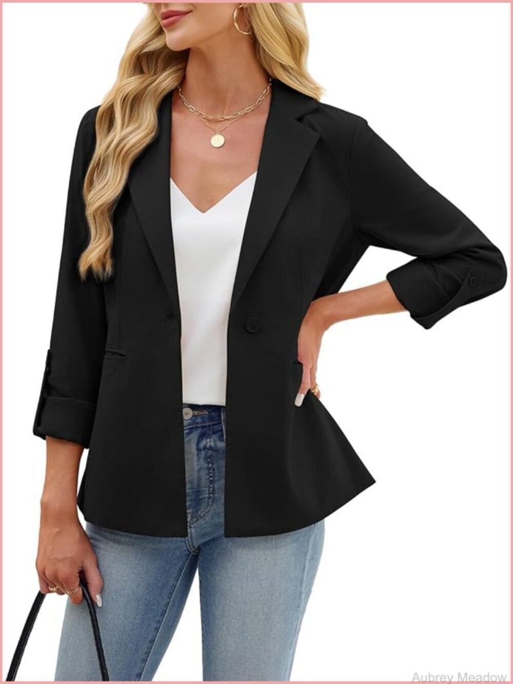 Linen Blazer for Women Cotton Full Lining Summer Work Office Suit Jacket with